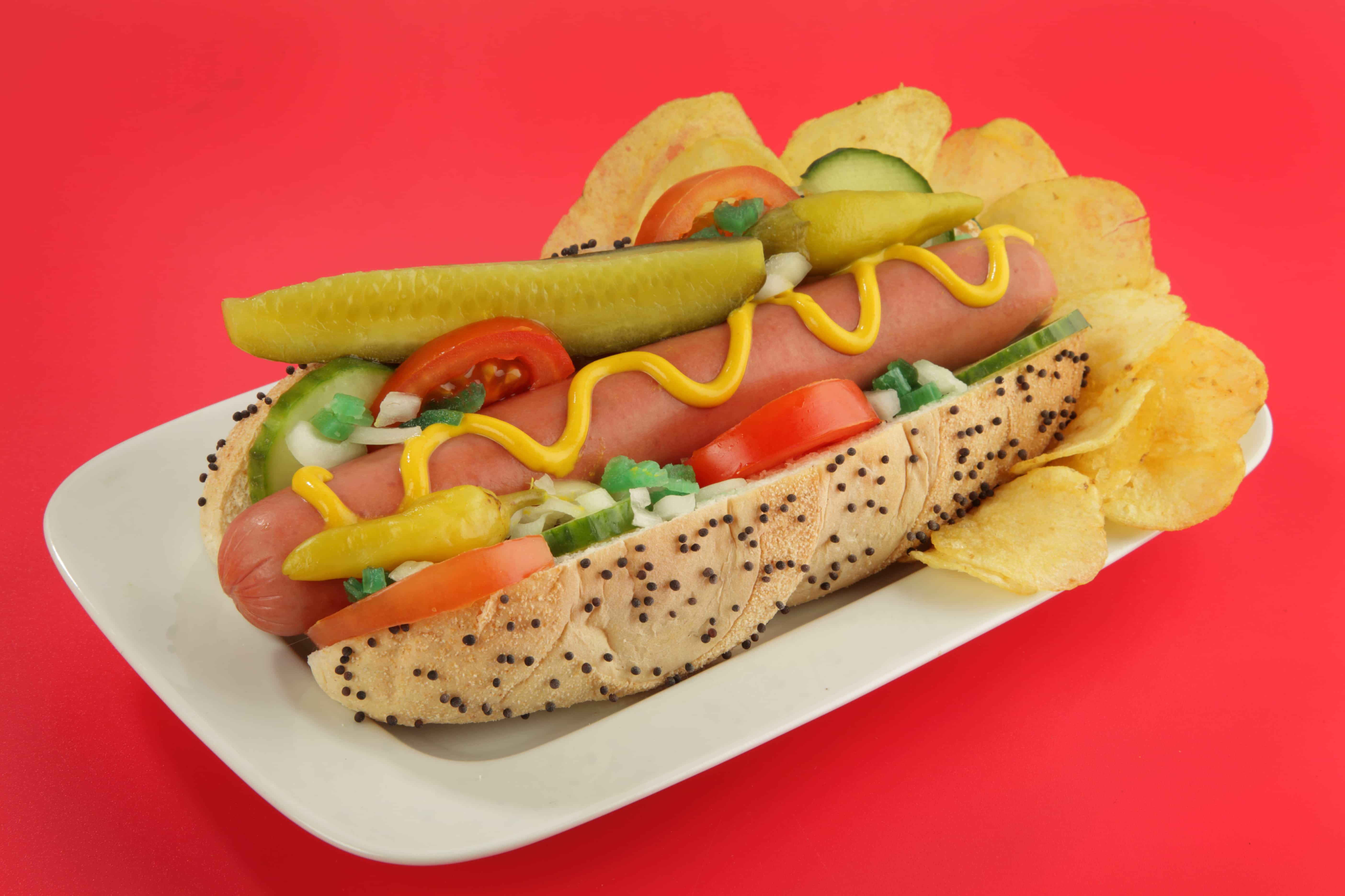 Chicago style hot dogs